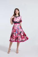 Vestidos Midi elegantes con estampado de lunares para mujer, vestido largo Retro informal de manga corta para vacaciones de verano, siciliano - details 3