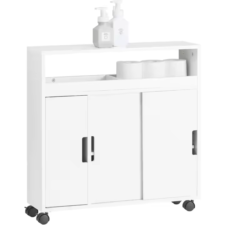 Carro Utilitario con 2 Estantes y 2 Bandejas Mueble Auxiliar de Ruedas para Baño, Cocina - 1