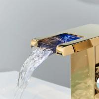 Grifo de Lavabo LED Salida de Cascada de Agua Fría y Caliente Instalación en Cubierta - details 8