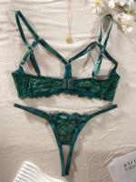 Conjunto de lencería erótica de encaje floral, sujetador de busto abierto y tanga de entrepierna abierta, ropa sexy para mujer - details 14
