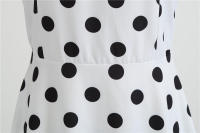 Vestido midi retro de fiesta con estampado de lunares, tirantes finos y cinturón para mujer - details 14