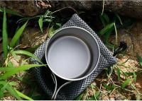 Tiartisan - Taza de agua de titanio ultraligera portátil para exteriores, villa de camping, picnic, mango plegable, taza de té cubierta, 420 ml - details 11