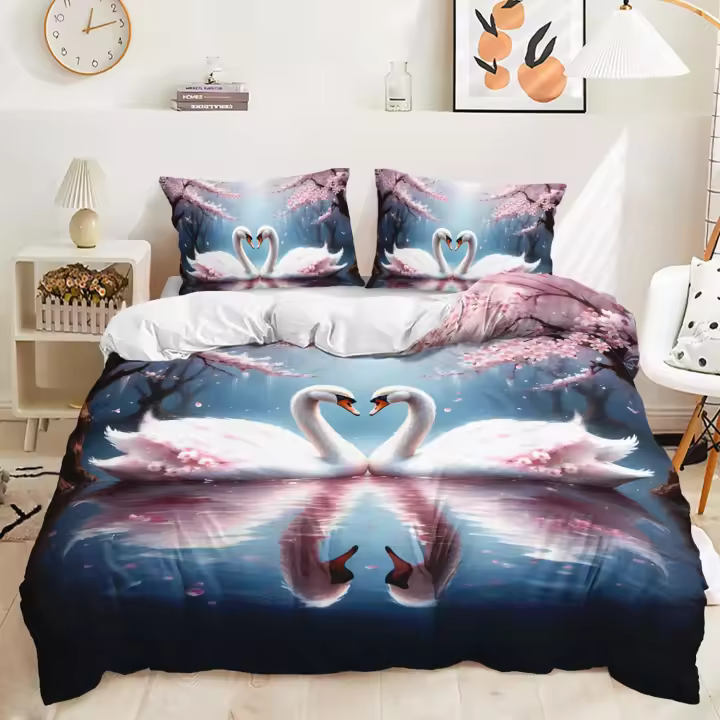 Juego de Ropa de Cama de Amejorar el Descanso Cubierta de Edredón de Ganso Floral Morado Tamaño Rey - 1