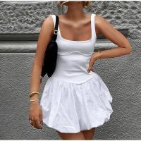 OUWU- Vestido corto sin mangas de retazos para mujer, minivestido mullido de moda para playa y fiesta de noche, 2024 - details 12