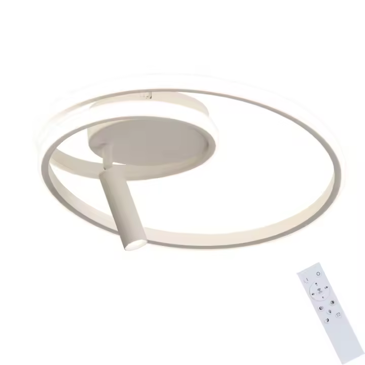 CBJKTX Luz de techo LED regulable 40 cm Diseño moderno 37 W con foco para dormitorio Sala de estar Blanco - 1