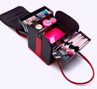 Caja de cosméticos de cuero PU para mujer, bolso impermeable de gran capacidad para maquillaje de tatuaje de viaje, nuevo - details 3