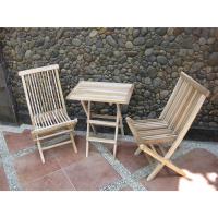 Conjunto de asientos de jardín de tres piezas de madera de teca, silla plegable y mesa plegable cuadrada de aproximadamente 40 x 60 cm - details 1