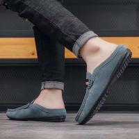 Nuevos hombres jóvenes PU terciopelo cuero antideslizante vestido plano transpirable medias zapatillas verano primavera otoño zapatos casuales - details 3