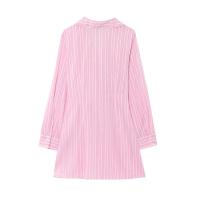 BUNO-novedad de verano coreano para mujer, estilo de moda, minivestido versátil de manga larga con cuello en V a rayas rosas - details 2