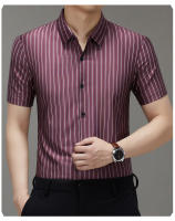 Camisas para Hombres con Rayas Verticales Sin Costuras Sensación de Alta Gama, Vestuario Formaal Casual, Manga Corta, Moda para Hombres - details 2
