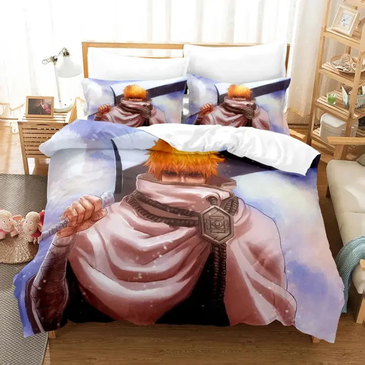 Juego de Ropa de Cama de Anime Bleach Kurosaki Ichigo Tamaño Rey de Twin Material de Poliéster - 1
