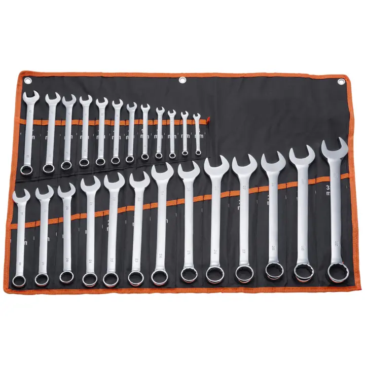 SucceBuyJuego de llaves combinadas de 25 piezas métricas de 6 mm a 32 mm con bolsa enrollable, adecuado para diversas tareas como reparaciones automotrices, mantenimiento mecánico y reparaciones domésticas. - 1