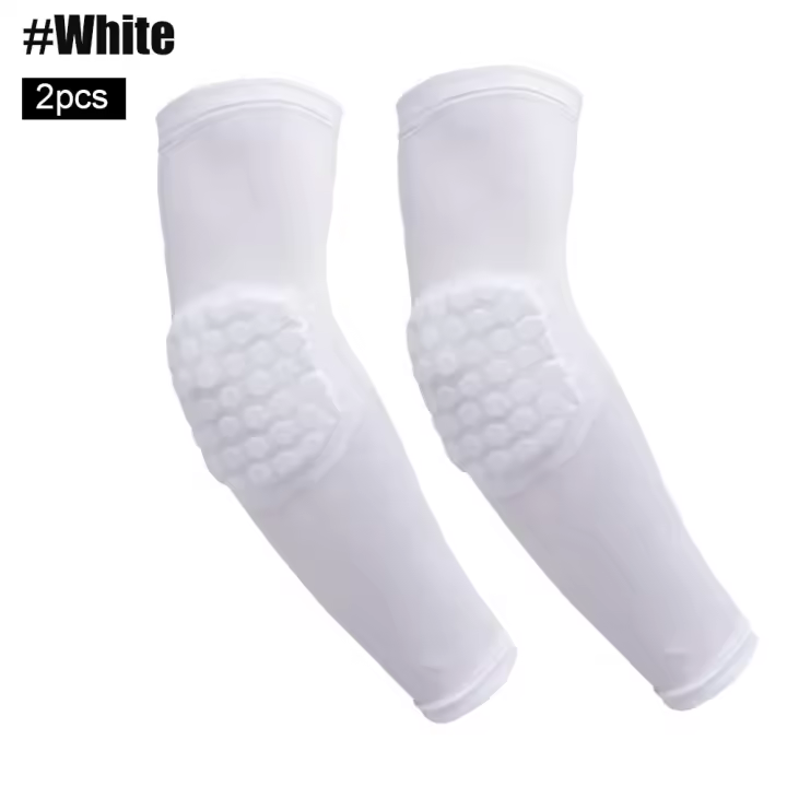 Soporte de brazo largo deportivo, mangas de compresión de codo, almohadillas de nido de abeja, protector de brazo a prueba de golpes, baloncesto, fútbol, ciclismo, 1 par - 1