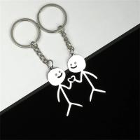 1 par de llaveros divertidos de Stickman con forma de corazón y dedo, llavero de acero inoxidable con garabatos para mujer y hombre, bolso, colgante para llaves de coche, regalo para pareja - details 1