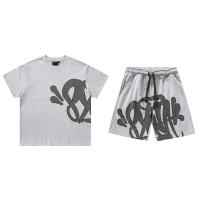Conjunto de camiseta holgada de manga corta y pantalones cortos con estampado de espuma estilo hip-hop callejero. - details 1