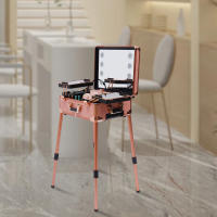 Estuche enrollable para maquillaje, almacenamiento de herramientas de maquillaje, organizador de viaje con luz LED y espejo - details 2