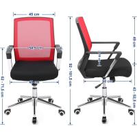 giratoria de Oficina, Altura Ajustable, Metal, Rojo, 6155102 - details 2