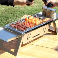 Estufa de Barbacoa Portátil de Acero Inoxidable Ajustable a 3 Alturas Cocina al Aire Libre con Bolsa de Carrito - details 7