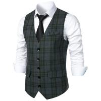 Chaleco de traje formal para hombre, chaleco de tweed con cuello en V, chalecos de traje de vestir para negocios para boda - details 2