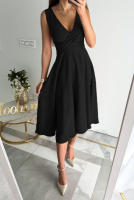 Vestido de verano con cuello en V para mujer, patchwork, temperatura, swing - details 5