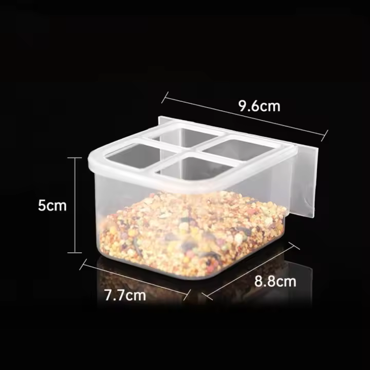 Caja de plástico para comida de aves, comederos transparentes de alta calidad para jaula, contenedor de agua para pájaros - 1