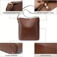 Bolso tipo cubo de gran capacidad para mujer, bolso cruzado convertible y bolso de mano con cierre a presión, bolso de viaje de trabajo espacioso en negro/blanco/, elegante bolso de hombro diario para mujer, bolso versátil, bolso elegante, asas resistente - details 0