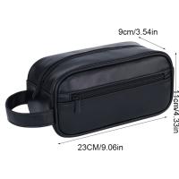 Bolsa de lavado de cuero portátil con múltiples bolsillos para hombre, bolsa con cierre de gran capacidad para almacenamiento de cosméticos, bolsa de maquillaje de mano impermeable para viajes - details 0