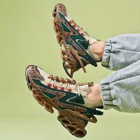 Zapatillas de Correr Transpirables para Hombres Zapatos de Deportes y Exteriores Ligeros con Diseño de Patrón de Letras, Capa Superior de Tela y Suela de TPU Comodidad de Cojín EVA para Gimnasio, Jogging, Uso Casual Teal y Beige, Zapatillas con Cordones - details 5