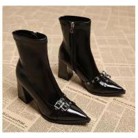 Botines De Tacón Para Mujer, Botines Clásicos De Diario Con Puntera Estrecha Y Cremallera Lateral, - details 17
