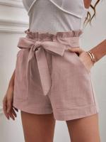 Pantalones Cortos de Verano para Mujer Algodón Transpirable, Cintura Elástica con Bolsillo, Color Sólido, Estilo Casual - details 25