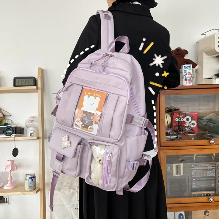 Mochila Escolar Estilo Coreano Transparente, Elegante, Dibujo Animado, Para Estudiantes de Secundaria Harajuku - 1