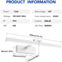 Lámpara LED de Espejo 24W 1170LM Lámpara de espejo Aplique Blanco Frio 5500K Luz natural para Espejo Muebles de Maquillaje Aparato Montado en la Pared, Negro, 80CM - details 14