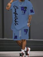 Conjunto Casual de Dos Piezas para Hombres Estampado Gráfico de Nueva York - details 2