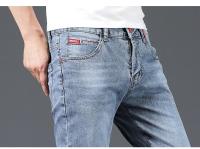 Jeans de Moda Coreana para Hombres Pantalones de Denim Adelgazados Cálidos con Tirantes - details 9