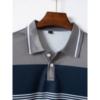 Camisa polo informal para hombre 2025, botón de solapa, camiseta versátil de rayas horizontales de negocios - details 8