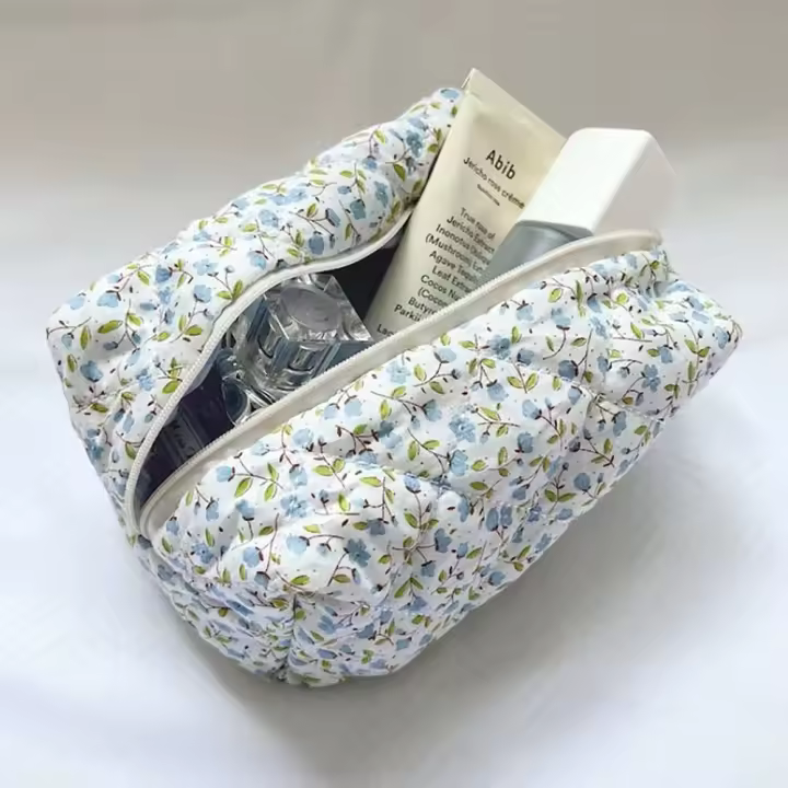 Bolsa de Maquillaje Acolchada Floral Organizador de Cosméticos de Viaje Grande para Mujer - 1