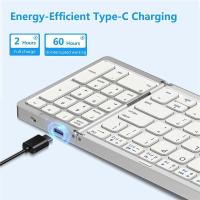 Teclado Bluetooth plegable, teclado inalámbrico recargable por USB para IOS, Android, Windows, PC, portátil, teléfono inteligente, plateado - details 4