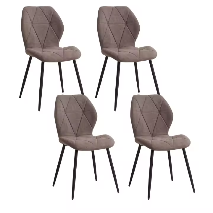 EGOONM-Sillas de comedor tapizadas de tela de lino acolchadas, patas de Metal para balcón, restaurante y comedor, 4 unidades - 1