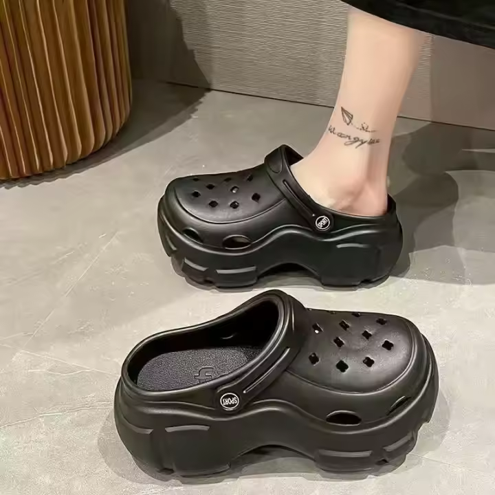 Zapatos Perforados de Suela Gruesa para Mujer Aumento de Altura Verano 2024 Antideslizantes - 1