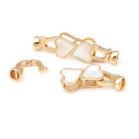 2 juegos de conectores de latón y circonita y concha de Color dorado de 18K para collares, cierres de pulsera, suministros para fabricación de joyas, accesorios Diy - details 13