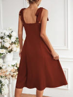Vestido mediano y largo en la cintura en el pecho de moda de las mujeres - details 2