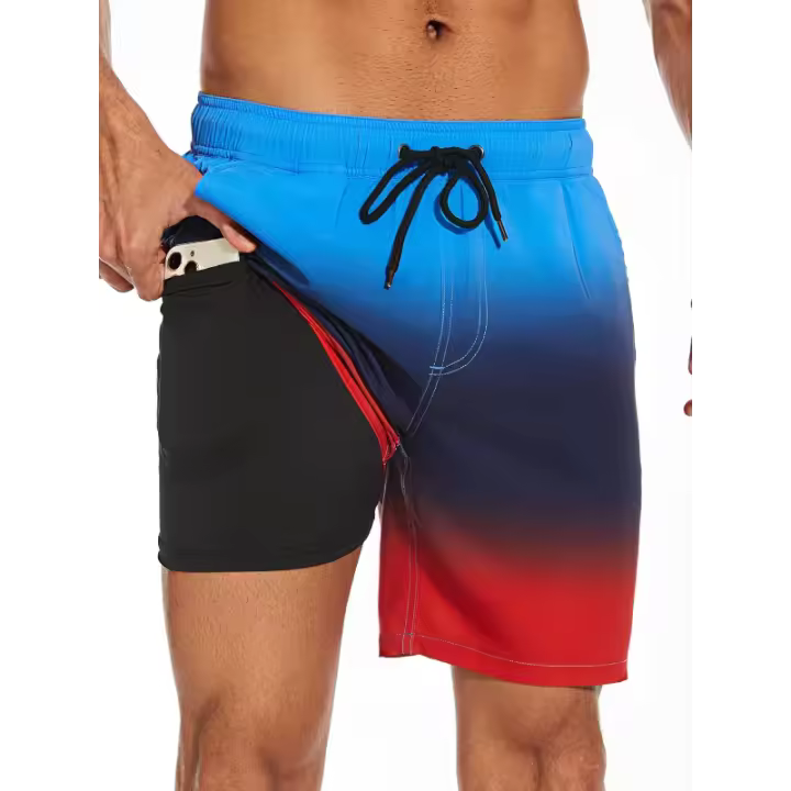 Bañador para hombre de secado rápido, 2 en 1, con forro y bolsillos, elásticos - 1