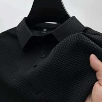 Nueva camisa Polo de color liso, combinada con un tejido vaquero informal de manga corta, cómodo y transpirable, adecuado para el verano - details 5
