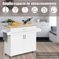 Carrito de Cocina Carro de Servicio Comedor con Ruedas,Toallero,Cajón, Puerta y Estantes Gabinete Mueble de Cocina (blanco) - details 3