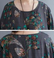 Vestido de flores de gran tamaño para mujer, falda larga informal holgada de lino y algodón Vintage, primavera y verano - details 6