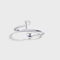 Anillos de Letras para mujer, Plata de Ley 925, A-Z, Iniciales apilables de Nombre, Anillo Abierto con Talla Ajustable - details 15