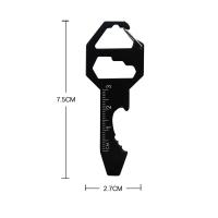Llave de Camping Accesorios Herramientas al Aire Libre en Acero Inoxidable Clip de Carabiner Abrebotellas Llavero Anillo Multifuncional Card Tool - details 4