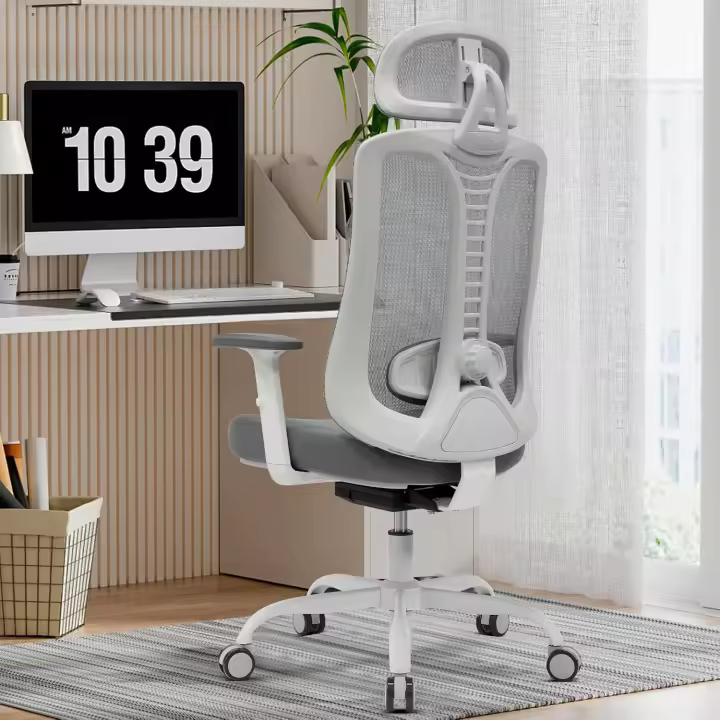Silla de Escritorio Ajustable de 4 Engranajes, reposacabezas 3D y cómoda Silla de computadora con reposabrazos (Negro) - 1