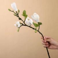 Flores artificiales de Magnolia de seda de plástico de una sola rama para el hogar, florero, alféizar de ventana, boda, novia, arco al aire libre, decoración, accesorio diy - details 0