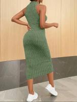 Dodycon-Weary Vestido con cuello halter para mujer, vestido midi, sin mangas, punto acanalado, color liso, nuevo diseño de moda - details 18
